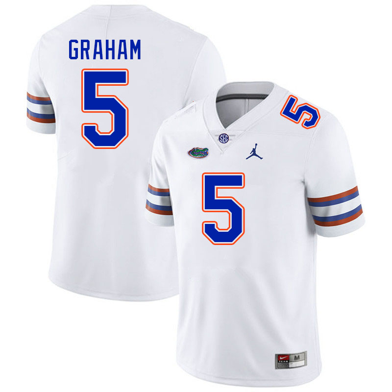 Men #5 Myles Graham Florida Gators College Football Jerseys Stitched-White